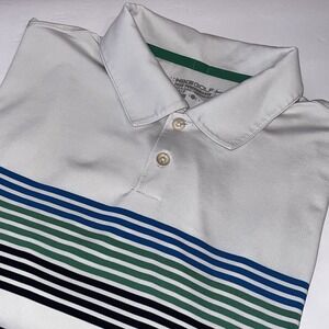 Nike Golf Polo Shirt Mens Large Striped Dri Fit Tour‎ Performance READ